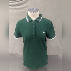 Fred Perry Dark Green Polo with White Tipping Size 8